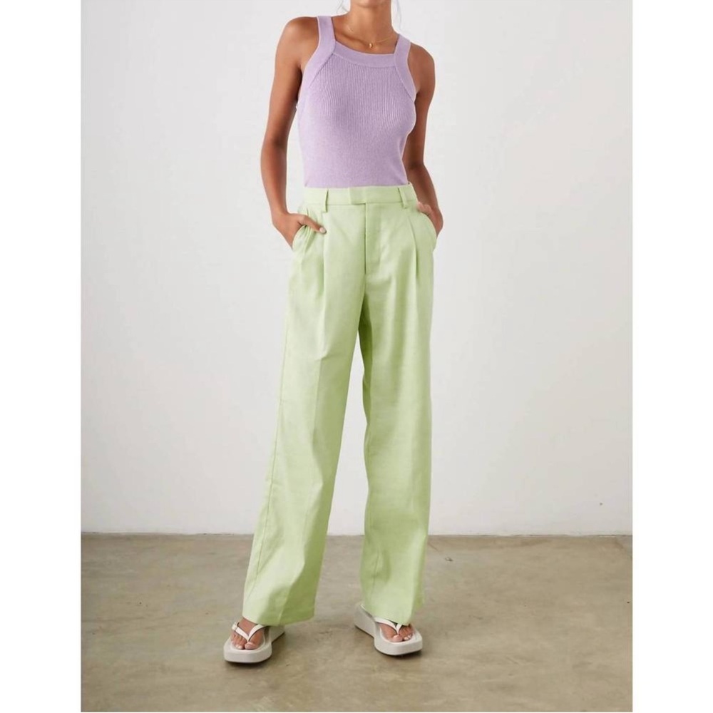 Rails Marnie light lime green apple linen blend pants